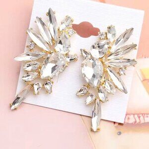 Earrings, pierced clear crystaln Ballroom Prom